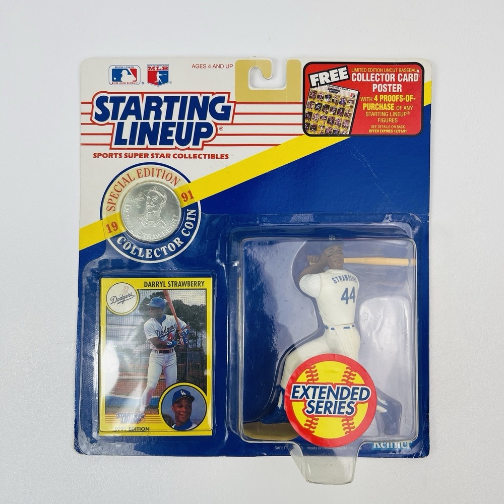 1991 Starting Lineup MLB Darryl Strawberry Dodgers Extended Series Card Coin